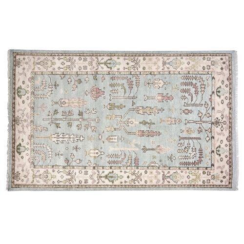Athens Hand Knotted Wool Rug, Sky