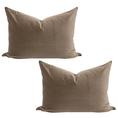 S/2 Khloe Velvet Lumbar Pillows, Caramel