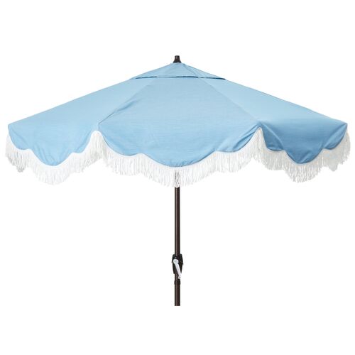 Cloud Fringe Patio Umbrella, Light Blue~P77572115