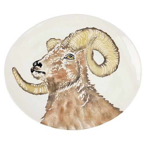 Cacciatore Ram Medium Oval Platter, Multicolor