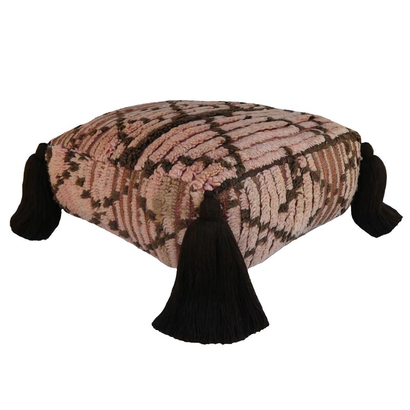 Blush and Brown Moroccan Pouf