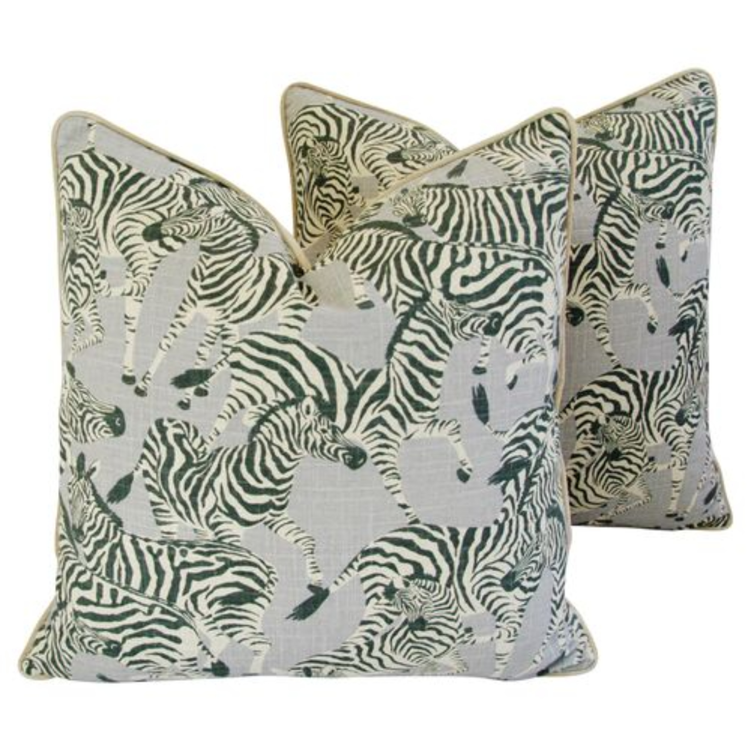 Safari Zebra Linen/Velvet Pillows, S/2~P77668531
