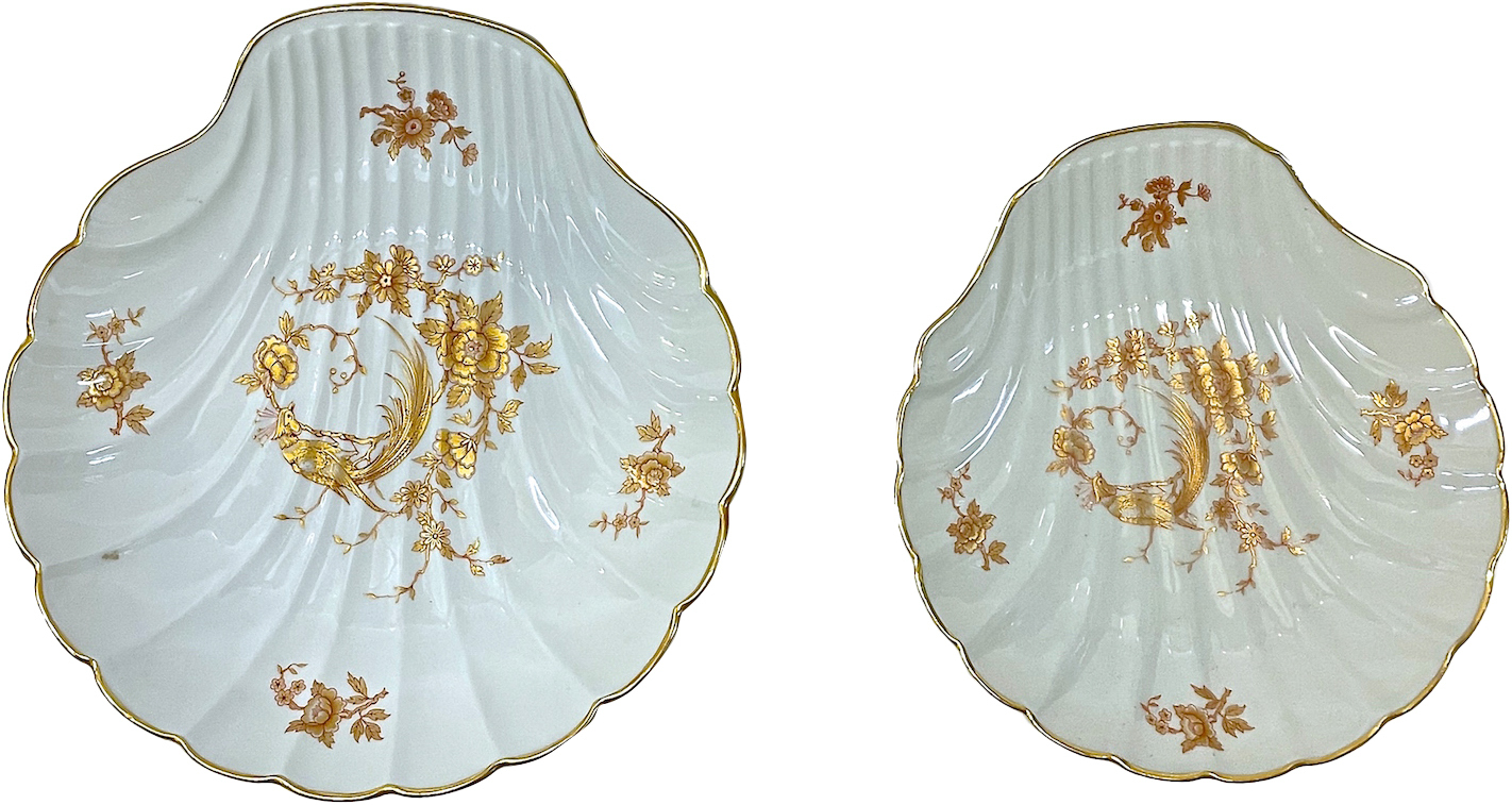 Limoges Floral & Pheasant Dishes, S/2~P77661979