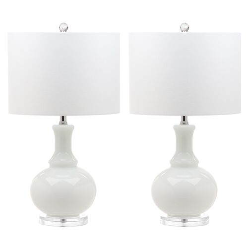 S/2 Myron Table Lamps, White~P60343581