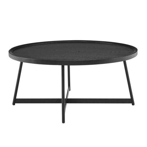 Komorebi 35" Round Coffee Table, Black Ash