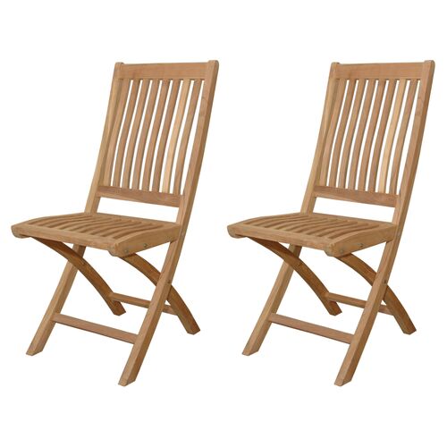 S/2 Tropico Outdoor Teak Folding Chairs, Natural~P76513298