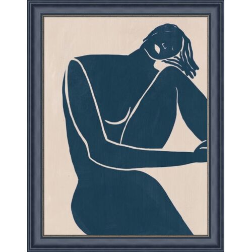 Minimalist Blue Silhouette Figure Painting by Olive Perry Minimalist Blue Silhouette Figure Painting by Olive Perry