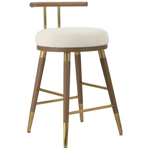 Jairo Velvet Counhter Stool, Brown/Cream