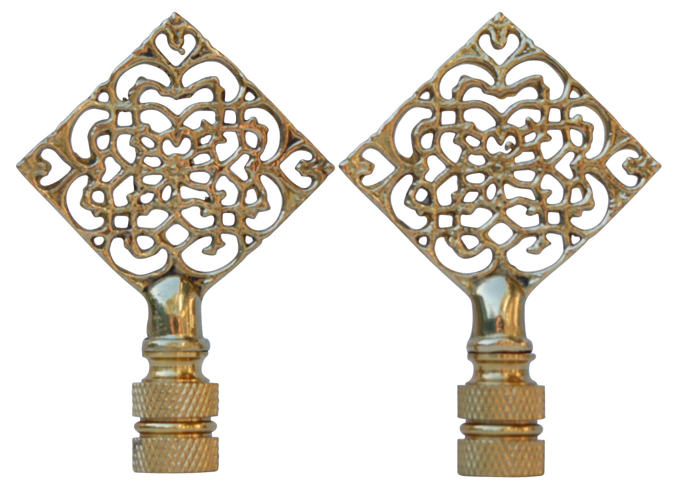Brass Filigree Lamp Finials - a Pair~P77553603