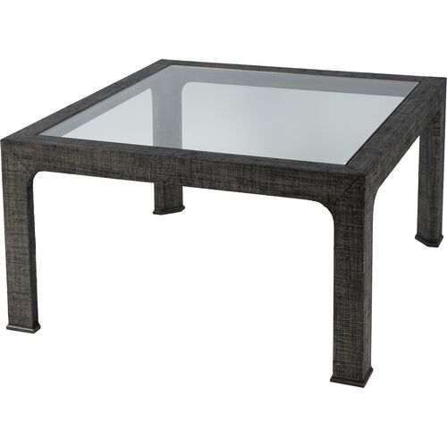 Kos Raffia Glass Coffee Table, Charcoal~P77643534
