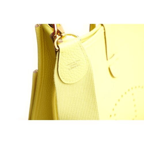 Hermes Evelyne PM Bag Lime Gold Hardware Clemence Leather New w