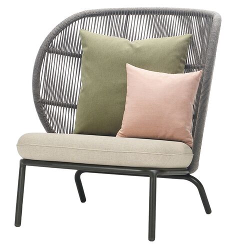 Kodo Outdoor Cocoon Chair, Gray/Almond with Olive/Blush Pillows~P77641650
