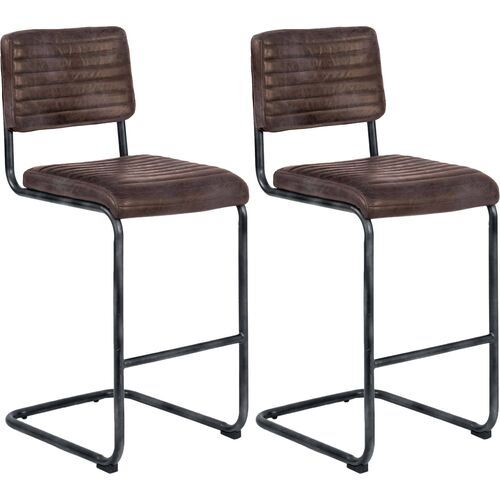 Dylan S/2 Leather Barstools, Distressed Whiskey~P111119668