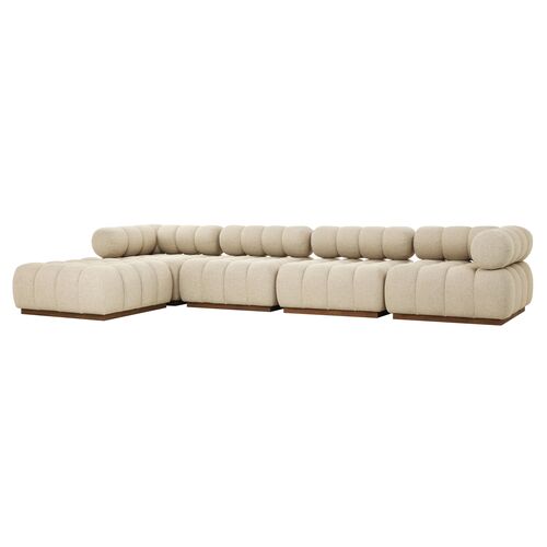 Jessie Outdoor 4-Piece Sectional w/ Ottoman