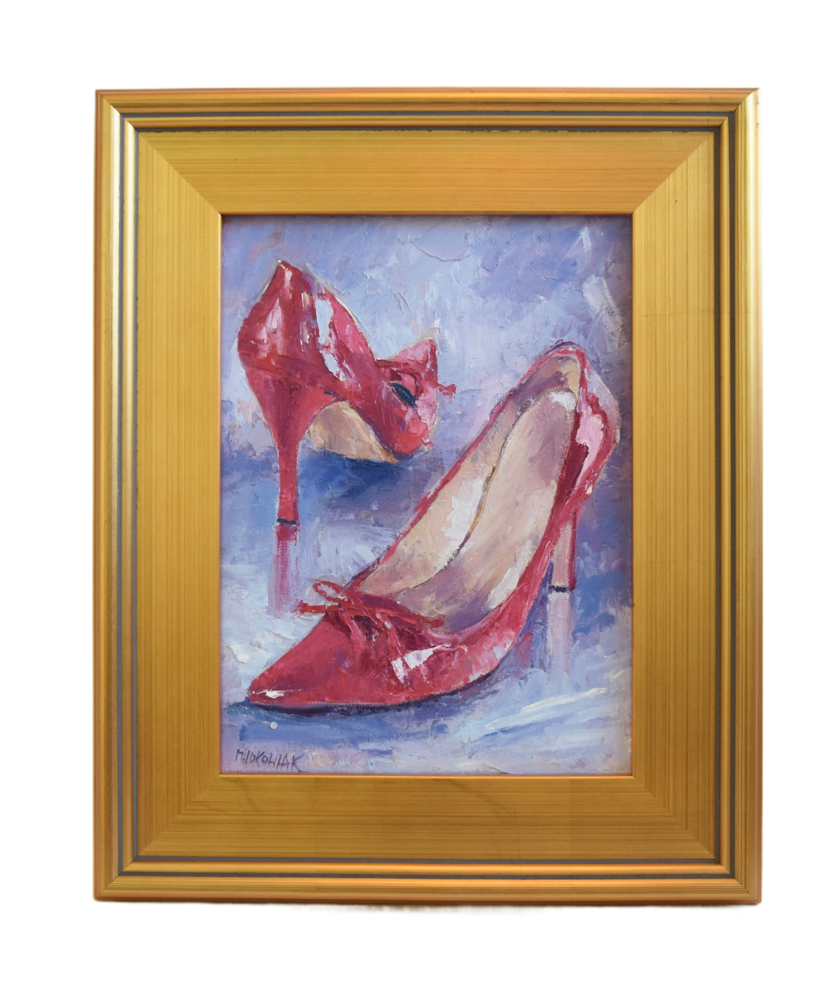 Red Stiletto Evening Shoes Oil Painting~P77687427