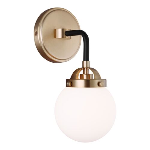 Ian Fowler Cafe Mid-Century Modern 1-Light Wall Sconce, Satin Brass Gold Ian Fowler Cafe Mid-Century Modern 1-Light Wall Sconce, Satin Brass Gold