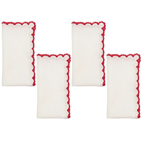 S/4 Arches Napkin, White/Red/Gold S/4 Arches Napkin, White/Red/Gold