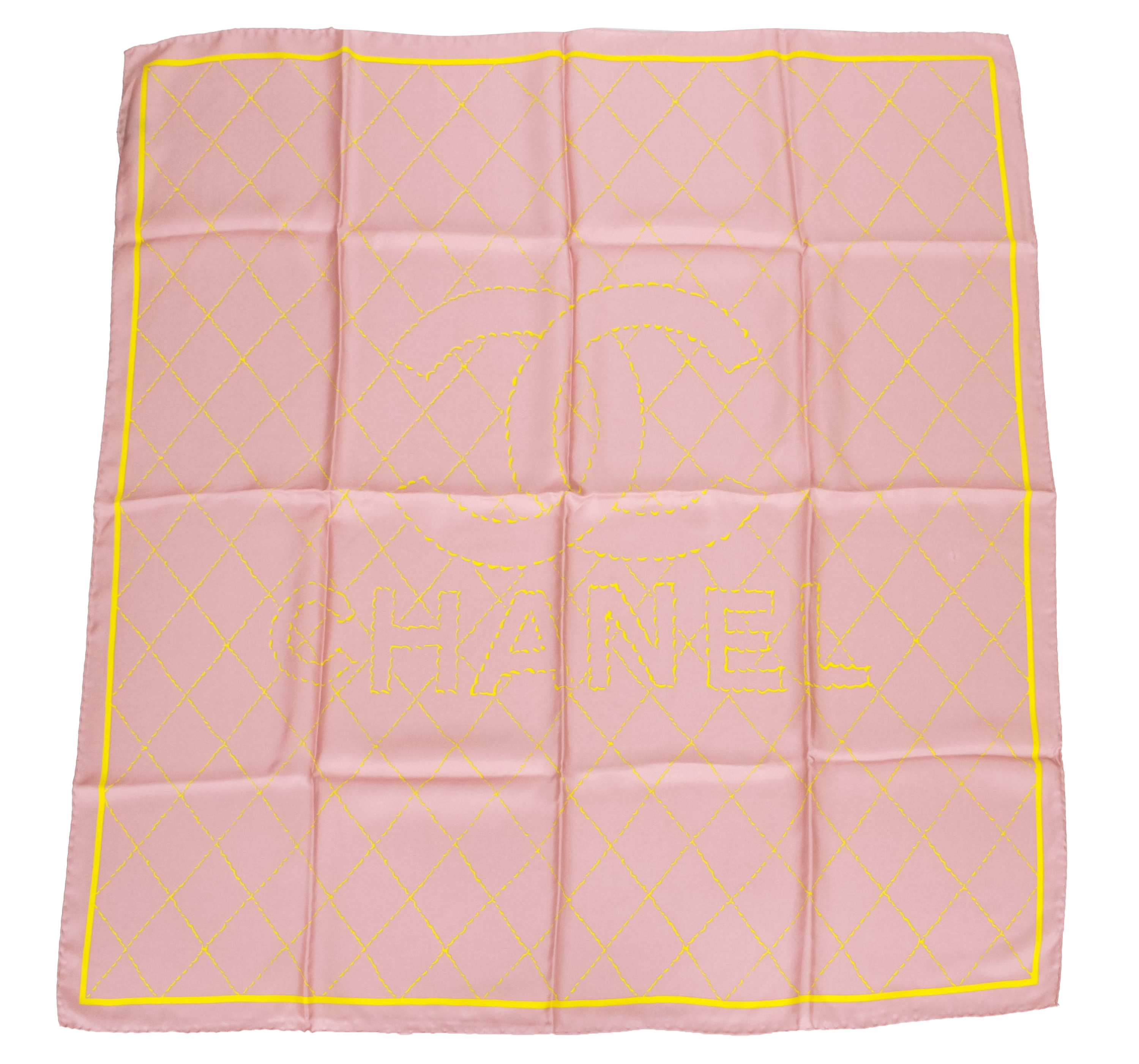 Chanel new pink and yellow quilted scarf~P77633514
