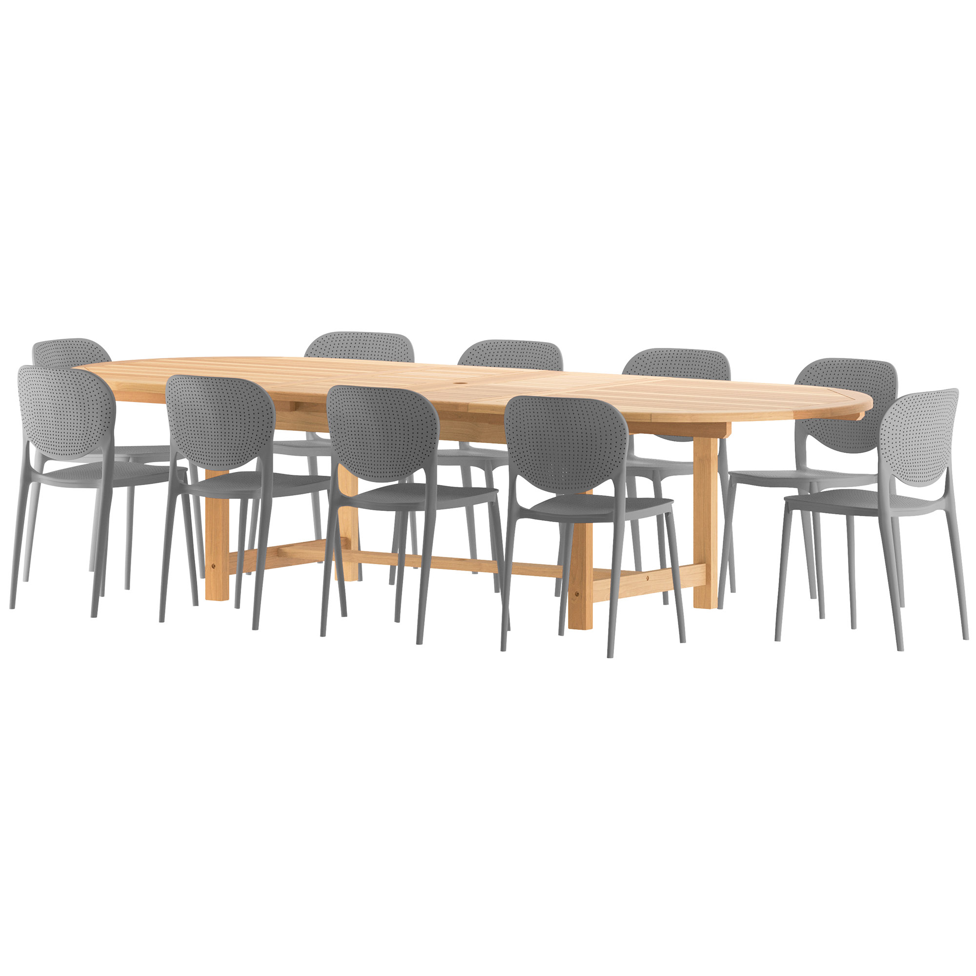 Astor 11-Pc Oval Deluxe Extension Outdoor Teak Dining Set