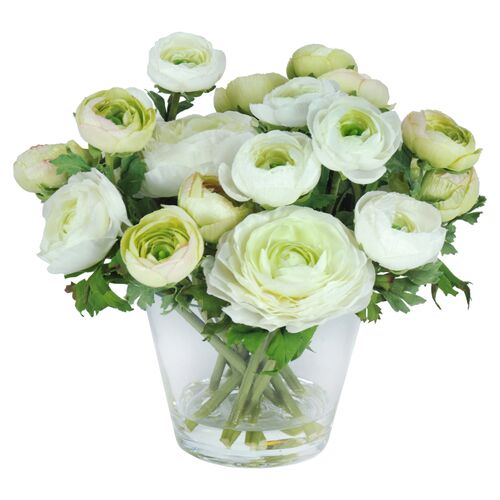 10" Ranunculus in Vase, Faux~P76479485