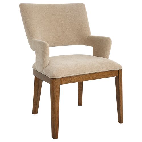 Elodie Dining Arm Chair, Textured Brown