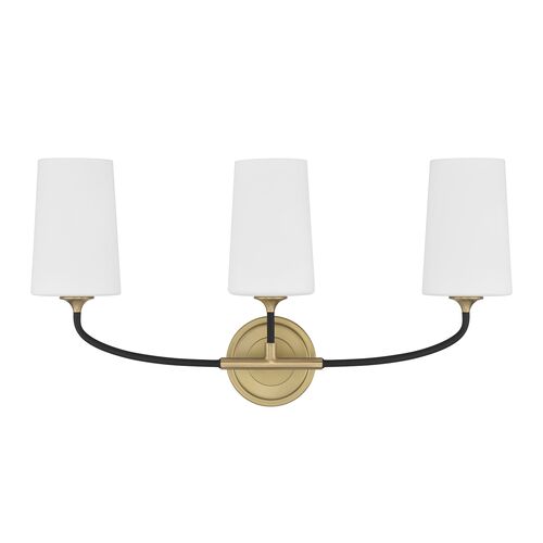 Niles 3 Light Bathroom Vanity, Black Forged + Modern Gold