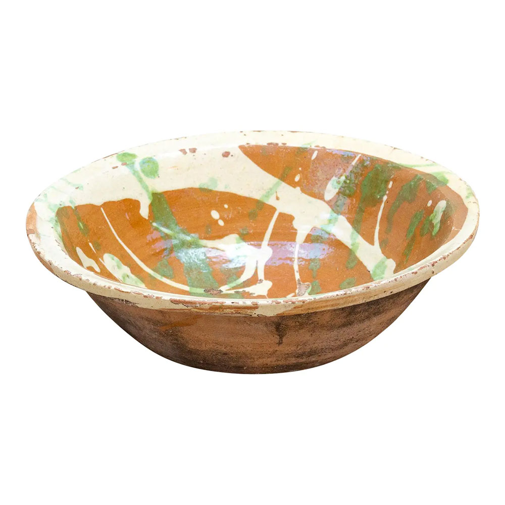 Rustic Glazed Pottery Serving Bowl~P77751824