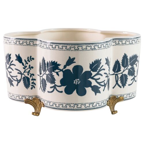 Breckenridge Quatrefoil Planter, Blue