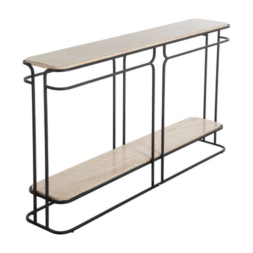 Louise Limestone Console Table, Black