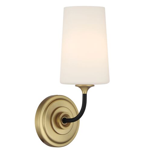 Niles 1 Light Sconce, Black Forged + Modern Gold