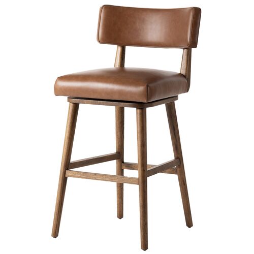 Theodora Leather Swivel Bar Stool, Sonoma Chestnut	