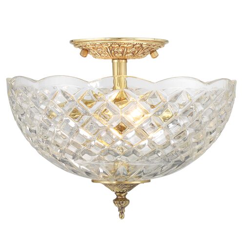 Milton 2-Light Semi Flush Mount, Olde Brass/Crystal Milton 2-Light Semi Flush Mount, Olde Brass/Crystal
