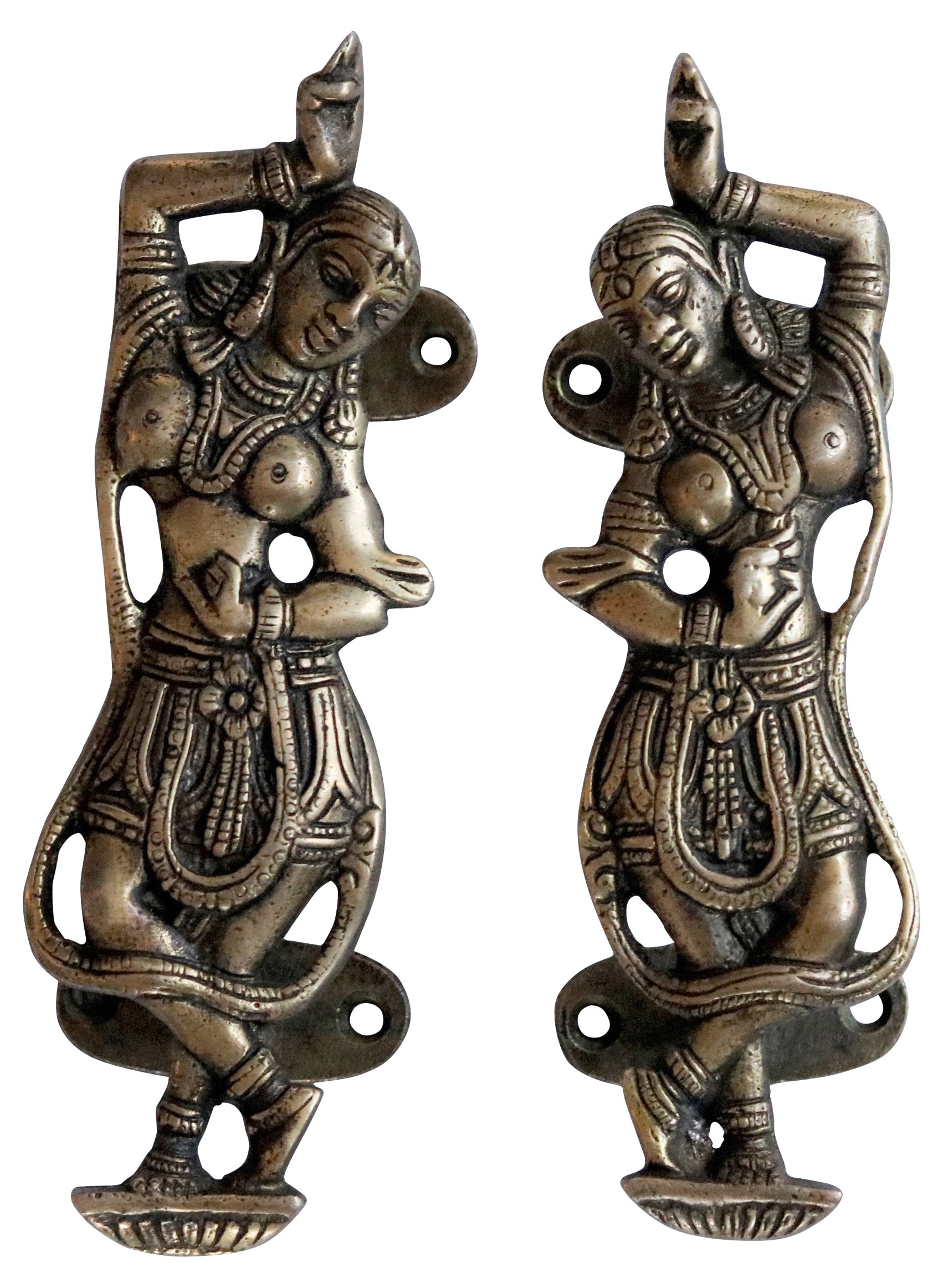 Indian Dancer Brass Door Handles, Pair~P77544651