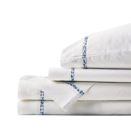 Tanner Indigo Sheet Set, White/Blue~P77613740