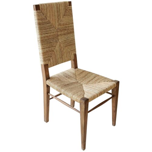 Neva Teak/Woven Rush Side Chair, Natural~P77395004
