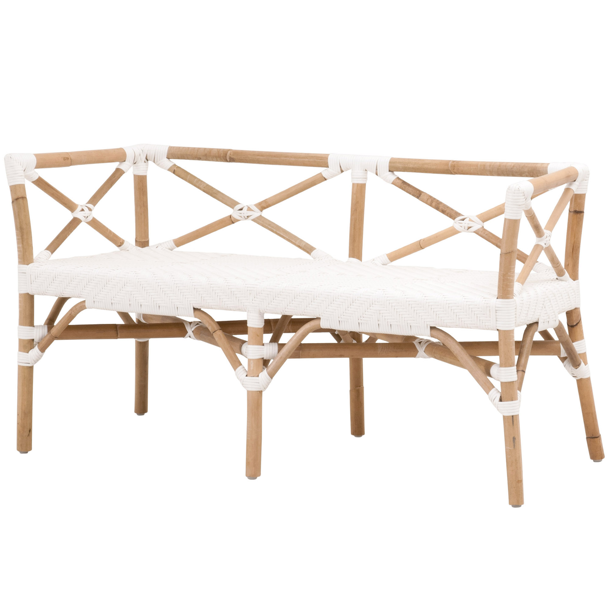 Cayman Rattan Bench, Natural/White