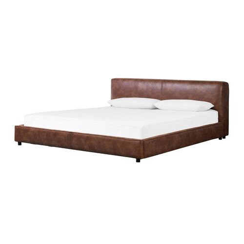 Zara Faux Leather Bed, Vintage Tobacco
