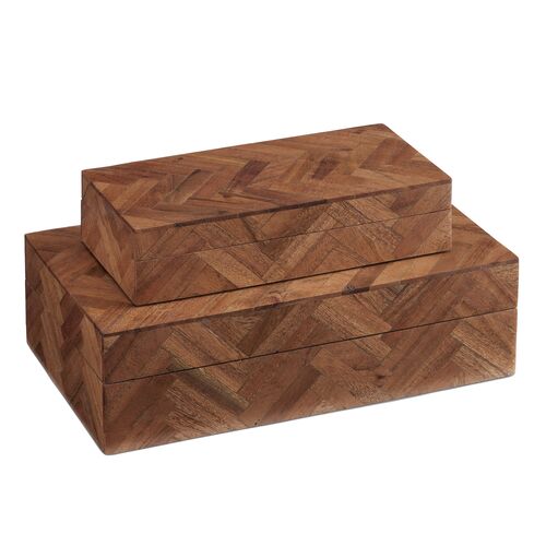 S/2 Alfeo Wood Boxes, Natural S/2 Alfeo Wood Boxes, Natural