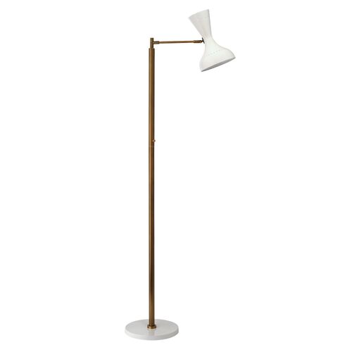 Pisa Swing-Arm Floor Lamp, White~P77537381