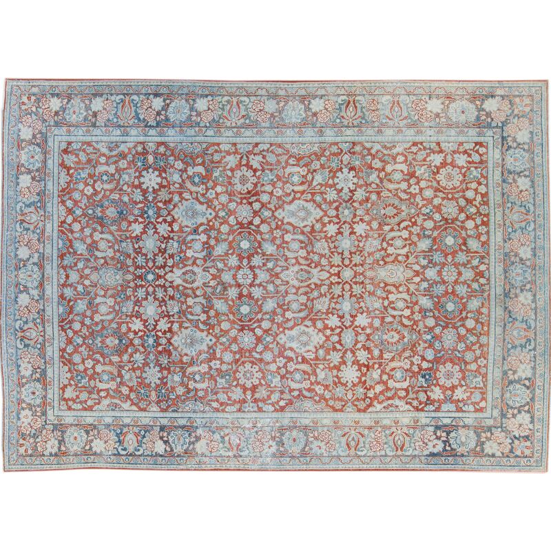 Antique Mahal Red Wool Rug