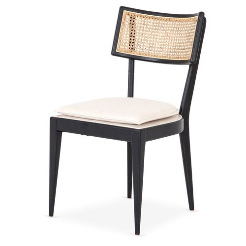 Aimee Curved Back Cane Side Chair, Ebony/Flax~P77575296