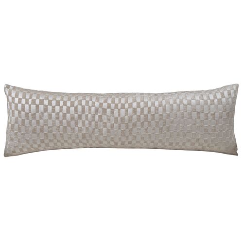 Checkmate 13x40 Long Lumbar Pillow, Ivory Velvet