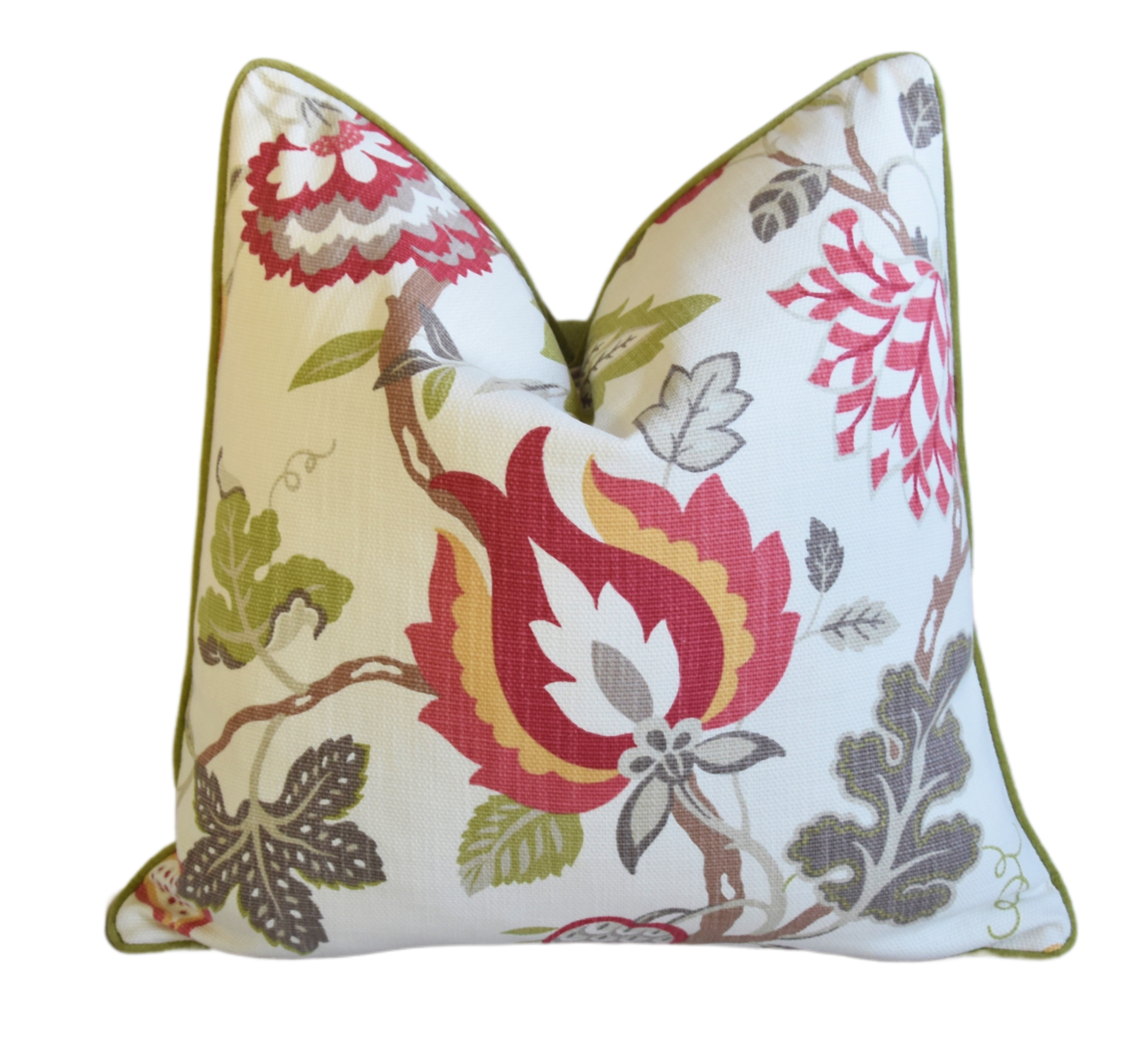 Designer Botanical Floral Cotton Pillow~P77678213