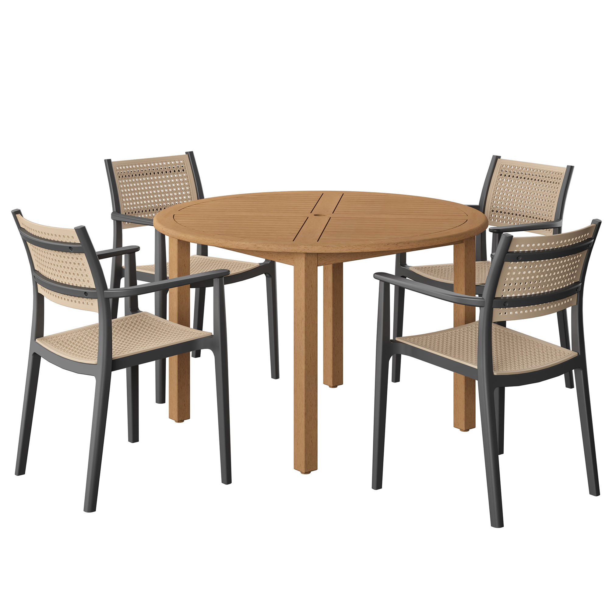 Tulum 5-Pc Outdoor Teak Dining Set Tulum 5-Pc Outdoor Teak Dining Set