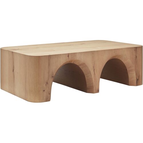 Oleandra Arch Base Oak Coffee Table, Brown