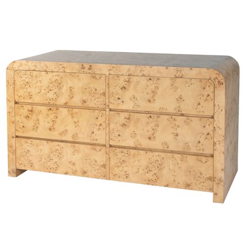 Logan 60.5" Burl 6-Drawer Dresser, Light Natural