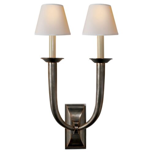French Deco 2-Light Sconce, Bronze~P76799944