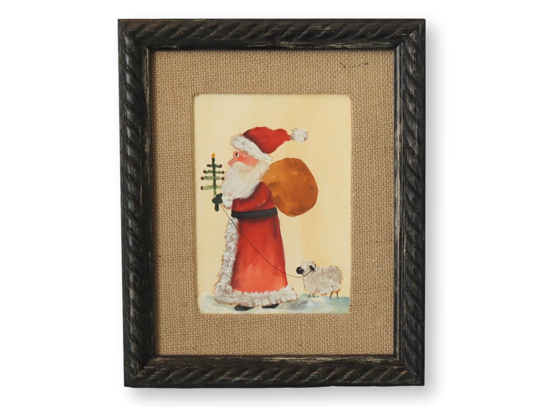 Folk Art Santa Clause w/ Lamb Watercolor~P77681889