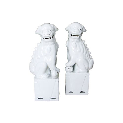 Large White Sitting Foo Dogs, Pair~P75534770