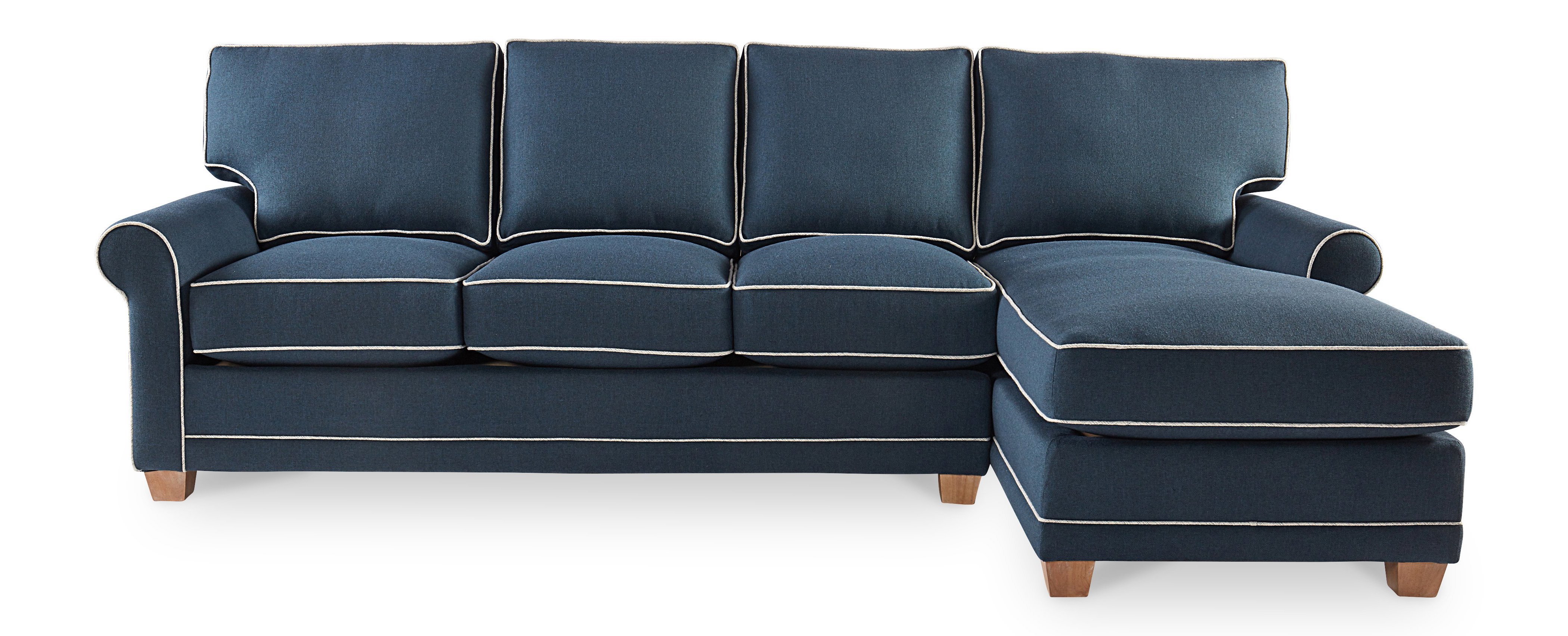 Navy Blue Sectional Sofa With White Piping Matttroy
